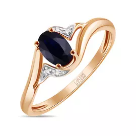 Золотое кольцо c бриллиантами и сапфиром