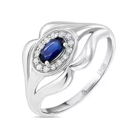 Золотое кольцо c бриллиантами и сапфиром