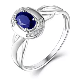 Золотое кольцо c бриллиантами и сапфиром