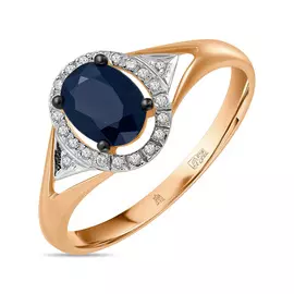 Золотое кольцо c бриллиантами и цветными сапфирами