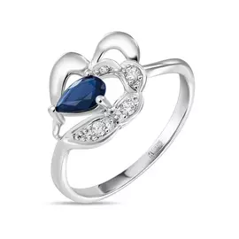 Золотое Кольцо c бриллиантами и сапфиром