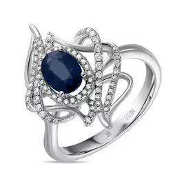 Золотое кольцо c бриллиантами и сапфиром