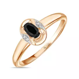 Золотое кольцо c бриллиантами и сапфиром