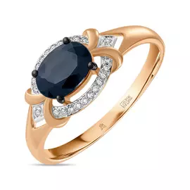 Золотое кольцо c бриллиантами и цветными сапфирами