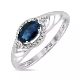 Золотое кольцо c бриллиантами и сапфиром