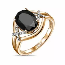 Золотое кольцо c бриллиантами и сапфиром