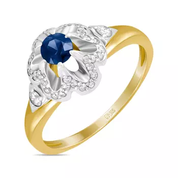Золотое Кольцо c бриллиантами и сапфиром