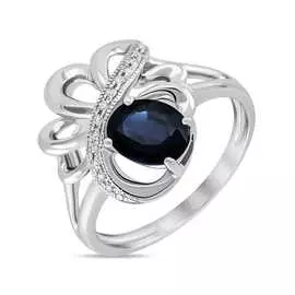 Золотое кольцо c бриллиантами и сапфиром