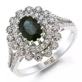 Золотое кольцо c бриллиантами и сапфиром