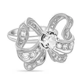 Золотое кольцо c бриллиантами и сапфир цветнойом