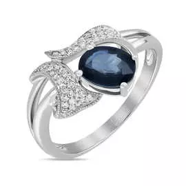 Золотое Кольцо c бриллиантами и сапфиром