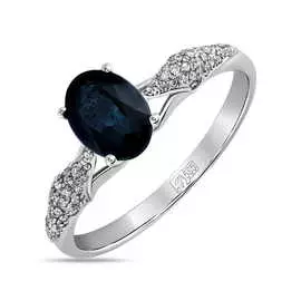 Золотое Кольцо c бриллиантами и сапфиром