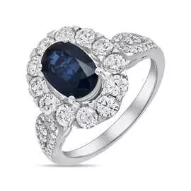 Золотое Кольцо c бриллиантами и сапфиром