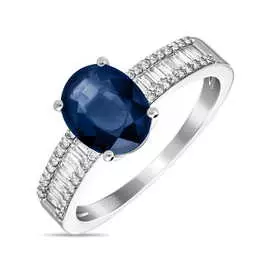 Золотое кольцо c бриллиантами и сапфиром