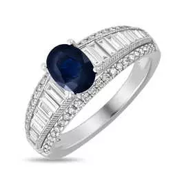 Золотое кольцо c бриллиантами и сапфиром