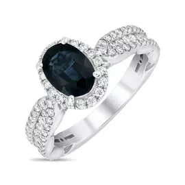 Золотое Кольцо c бриллиантами и сапфиром