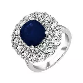 Золотое кольцо c бриллиантами и сапфиром