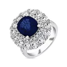 Золотое кольцо c бриллиантами и сапфиром