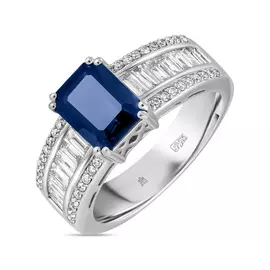 Золотое кольцо c бриллиантами и сапфиром