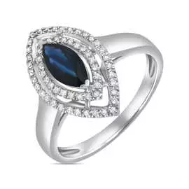 Золотое кольцо c бриллиантами и сапфиром