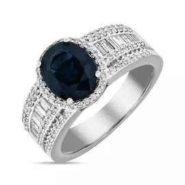 Золотое кольцо c бриллиантами и сапфиром