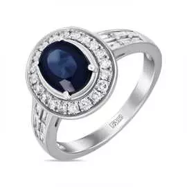 Золотое кольцо c бриллиантами и сапфиром