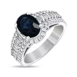 Золотое кольцо c бриллиантами и сапфиром