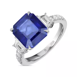 Золотое кольцо c бриллиантами и сапфиром