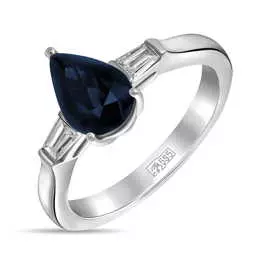 Золотое кольцо c бриллиантами и сапфиром