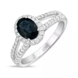 Золотое кольцо c бриллиантами и сапфиром