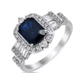 Золотое кольцо c бриллиантами и сапфиром