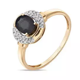 Золотое Кольцо c бриллиантами и сапфиром