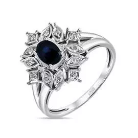 Золотое Кольцо c бриллиантами и сапфиром