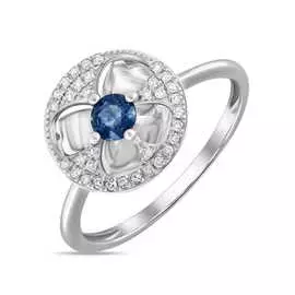 Золотое кольцо c бриллиантами и сапфиром