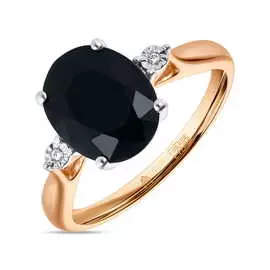 Золотое кольцо c бриллиантами и цветными сапфирами