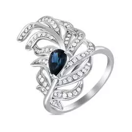 Золотое Кольцо c бриллиантами и сапфиром