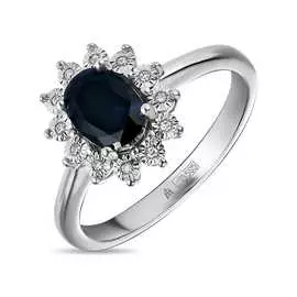 Золотое кольцо c бриллиантами и цветными сапфирами