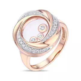 Золотое кольцо c бриллиантами и стеклом