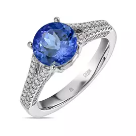 Золотое кольцо c бриллиантами и танзанитом