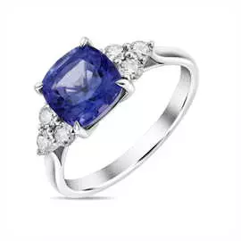 Золотое кольцо c бриллиантами и танзанитом