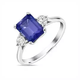 Золотое кольцо c бриллиантами и танзанитом