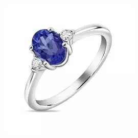 Золотое кольцо c бриллиантами и танзанитом