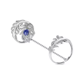 Золотое кольцо c бриллиантами и танзанитом