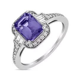 Золотое Кольцо c бриллиантами и танзанитом