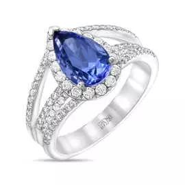 Золотое кольцо c бриллиантами и танзанитом