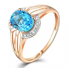 Золотое кольцо c бриллиантами и топазом