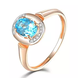 Золотое кольцо c бриллиантами и топазом