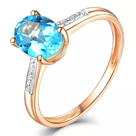 Золотое кольцо c бриллиантами и топазом