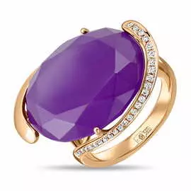 Золотое кольцо c бриллиантами и жадеитом