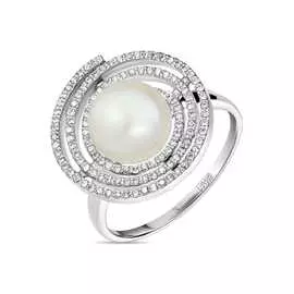 Золотое кольцо c бриллиантами и жемчугом